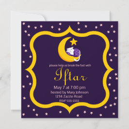 Convite Gato Dormindo no Crescent Moon Star Ramadan