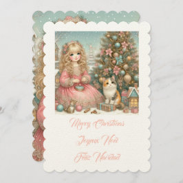 Convite Gato e garota, Feliz Natal