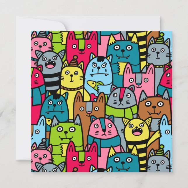 Convite Gato e gatinhos (Frente)