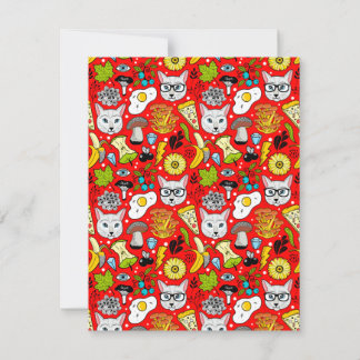 Convite Gato e ovo no vermelho