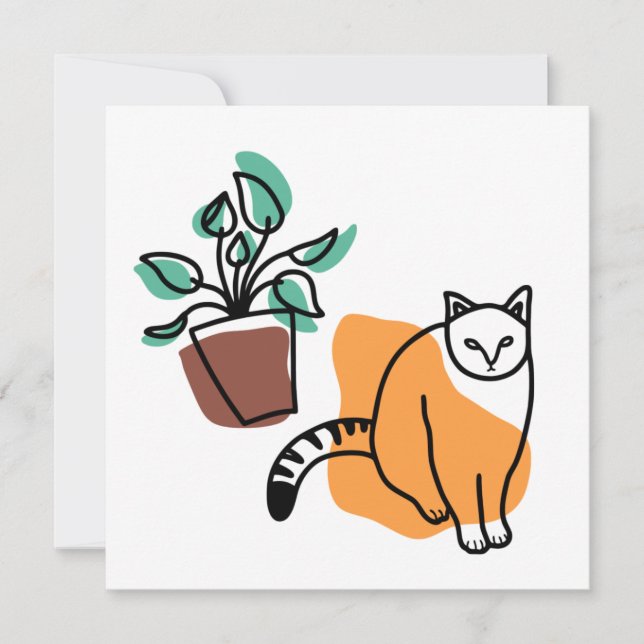 Convite Gato e planta (Frente)