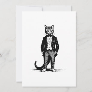 Convite Gato Elegante Smoking