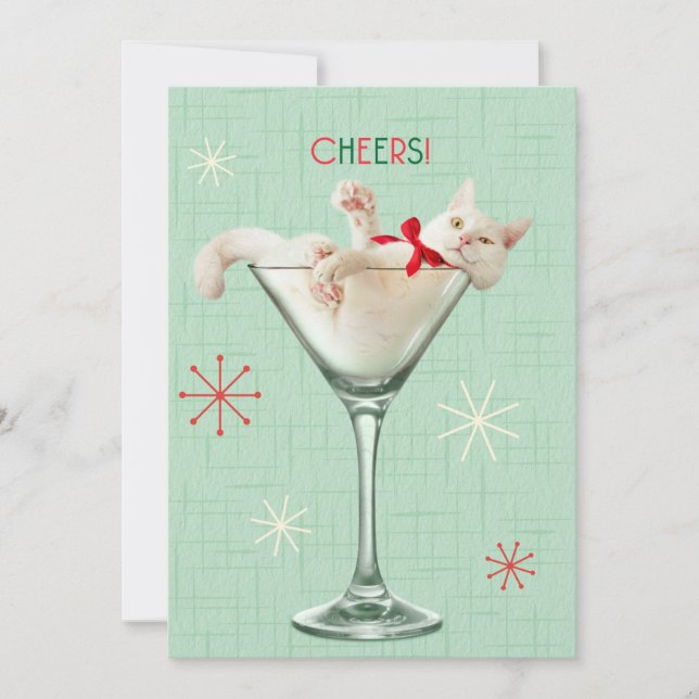 Convite Gato em Taça de Martini (Frente)