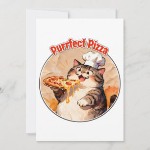 Convite Gato Feliz Chef com Pizza