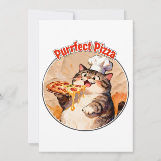 Convite Gato Feliz Chef com Pizza