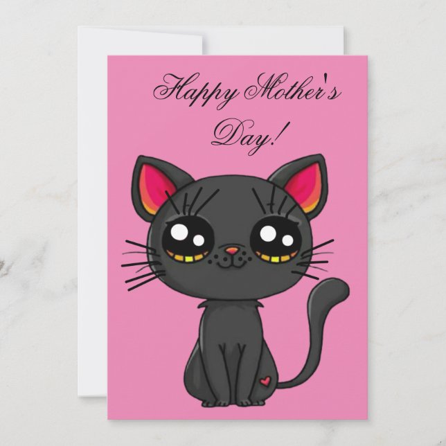 Convite Gato Feliz Dia das Mães  (Frente)