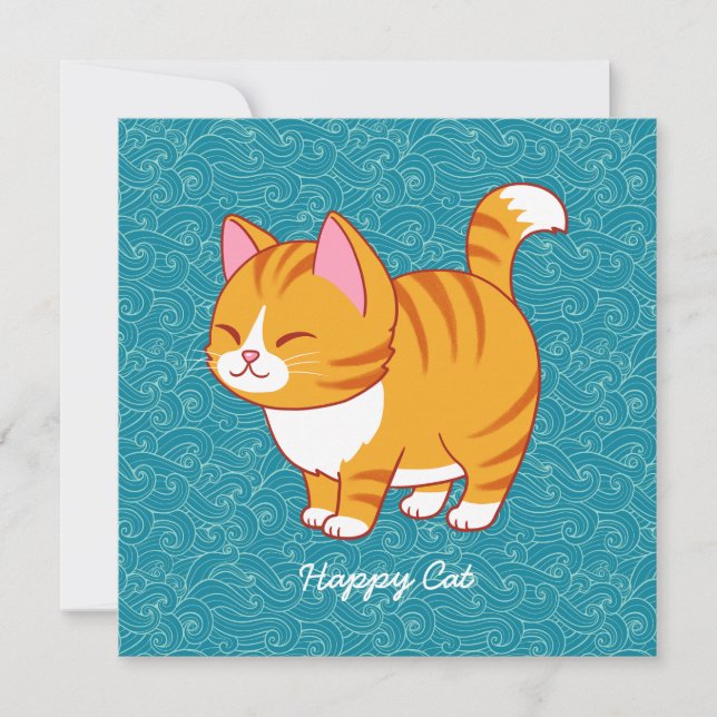 Convite Gato Feliz Personalizado  (Frente)