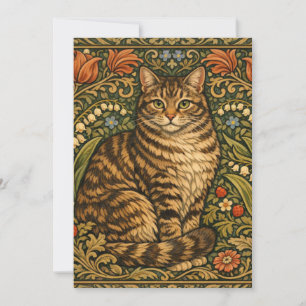 Convite Gato floral botânico vintage elegante