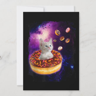 Convite Gato Fofo Dentro do Donut no Espaço Amantes de Gat