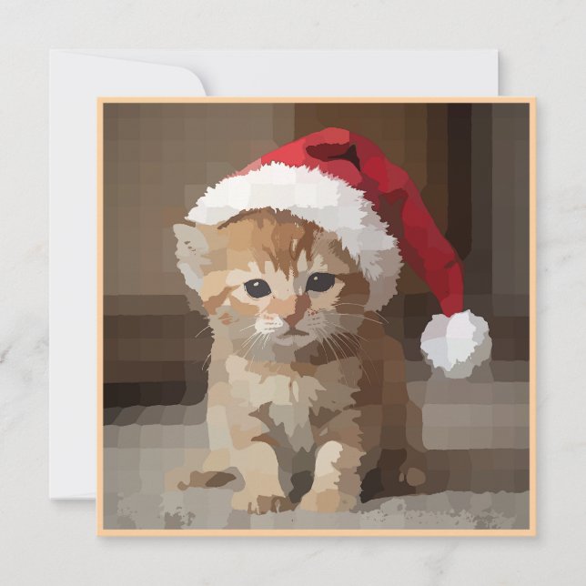 Convite Gato fofo em noite de Natal. (Frente)