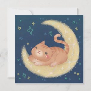Convite Gato Fofo na Lua