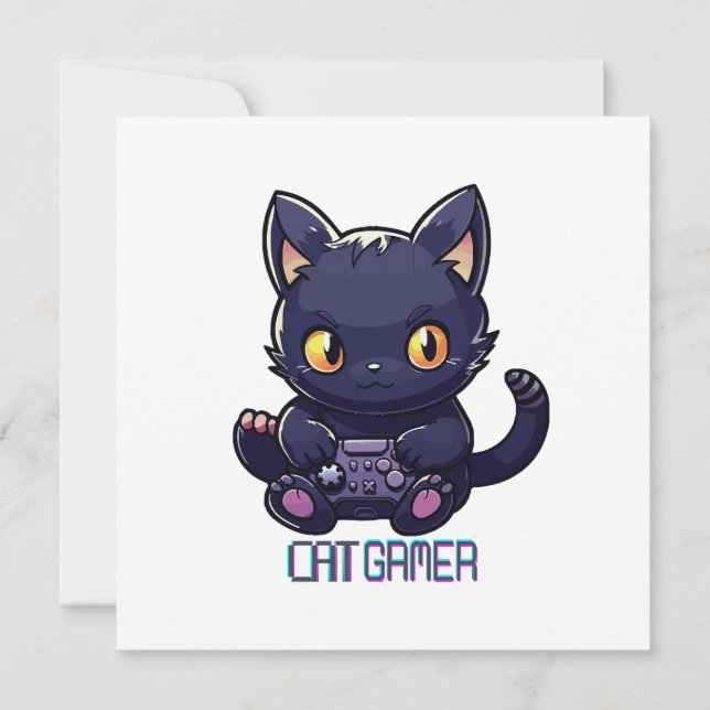 Convite Gato Gamer (Verso)