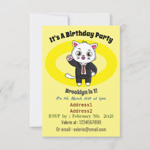 Convite Gato gatinho bonito em desenho animado