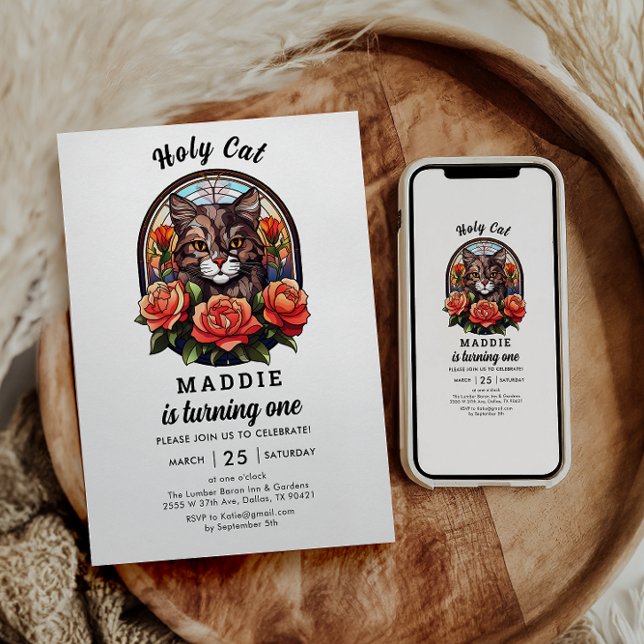 Convite Gato giro que sou um! Primeiro aniversario de Gata (Criador carregado)