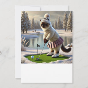 Convite Gato golfista jogando golfe no Inverno