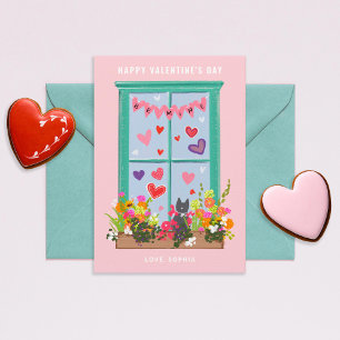 Convite Gato Ilustrado na Sala de aula do Namorados de Jan