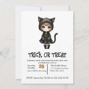 Convite Gato Infantil Bonito No Halloween Em Figurino