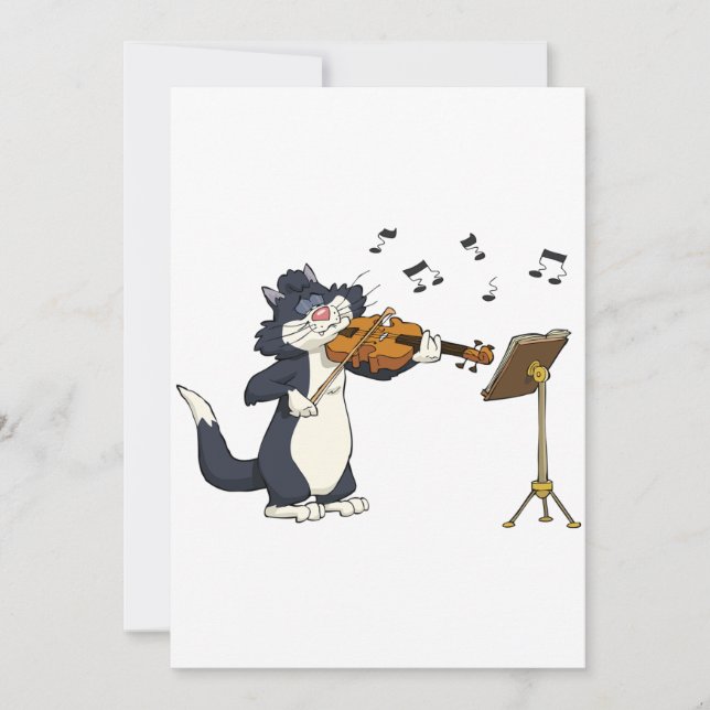 Convite Gato Jogando O Violino (Frente)