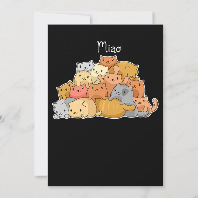 Convite gato kawaii anime japonês amantes bonitinhos e com (Frente)