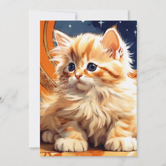 Convite Gato Laranja Art Nouveau de Alphonse Mucha (Frente)
