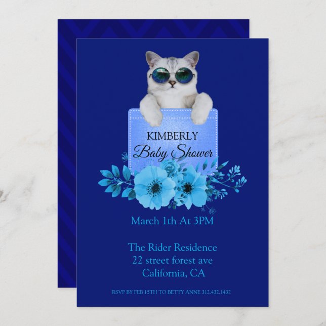 Convite Gato Legal No Chá de fraldas De Bolso (Frente/Verso)