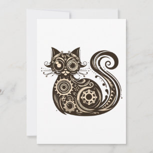 Convite Gato Mecânico Steampunk