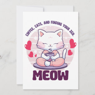 Convite Gato meditação - Gato Kawaii