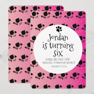 Convite Gato Minúsculo Gato Gato De Pata Rosa Festa de an