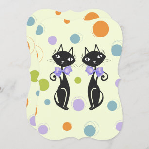 Convite Gato Moderno do Meio século