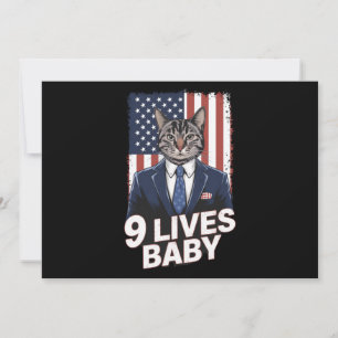 Convite Gato na Suíte com Cabelo Trump Bandeira Americana 