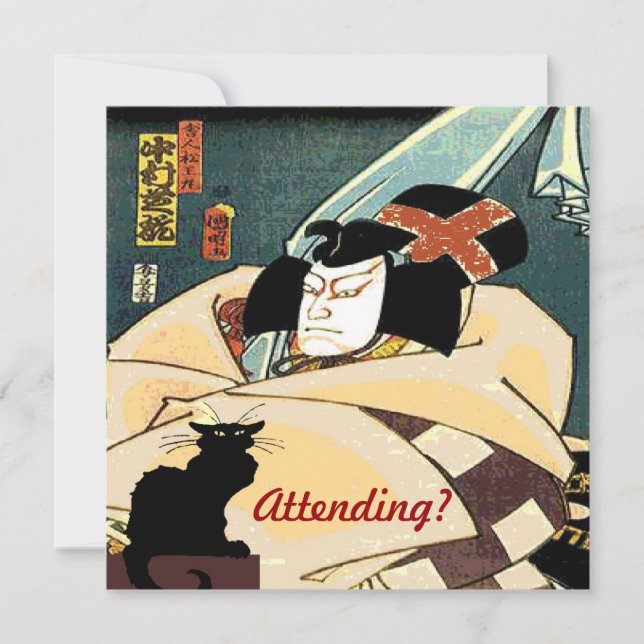 Convite Gato Negro e Homem Japonês, Presente? (Frente)