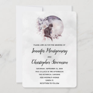 Convite Gato Negro em Frente a Casamento da Lua Cheia