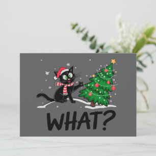 Convite Gato Negro Engraçado Empurrando Gato De Árvore De 