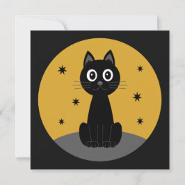 Convite Gato negro sentado viendo las estrellas