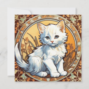 Convite Gato no Estilo Alphonse Mucha
