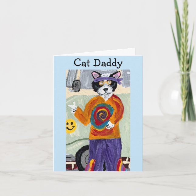Convite Gato Pai Hippie Gato Tuxedo (Frente)