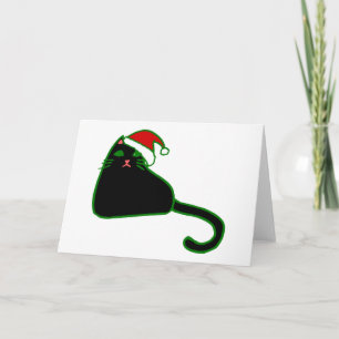 Convite gato preto chapéu do papai noel natal