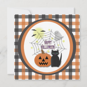 Convite Gato Preto e Abóbora Não Assustam Halloween