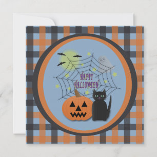 Convite Gato Preto e Abóbora Não Assustam Halloween
