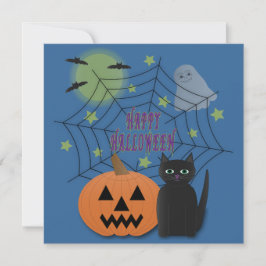 Convite Gato Preto e Abóbora Não Assustam Halloween