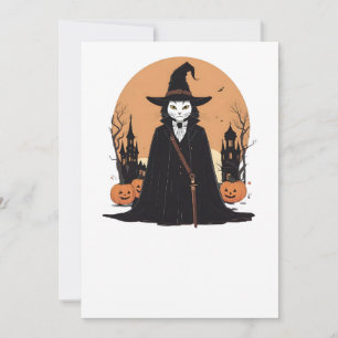 Convite Gato Preto Salem Místico com Pumpkins
