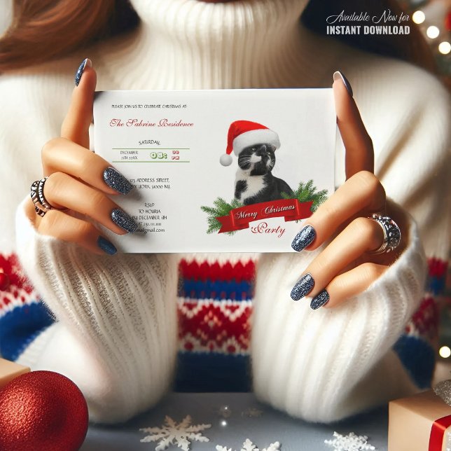 Convite Gato Sarcástico Engraçado Festa de Natal Santas (Criador carregado)