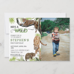 Convite Gato Selvagem Leopardo da Montanha Foto Aniversári