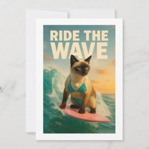 Convite Gato siamês está surfando, me pegue se você puder