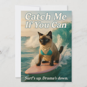 Convite Gato siamês está surfando, me pegue se você puder