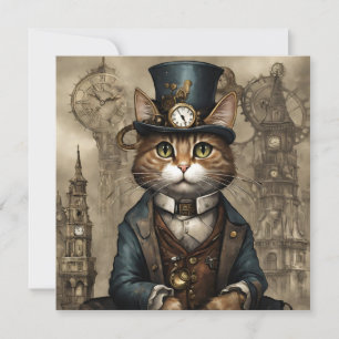 Convite Gato Steampunk