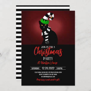 Convite Gato vestindo chapéu Engraçado e Scarf