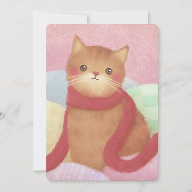 Convite Gato Vestindo Uma Ilustração Vermelha De Escarpa (Frente)