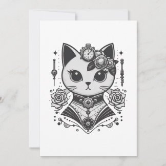 Convite Gato Victoriano Elegante Steampunk