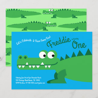 Convite Gator Alligator Crocodile Kids - primeiro aniversa